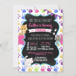 Invitation Kitty Cat Cute Kitten Girl Anniversaire