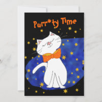 Kitty Chat Bleu étoile Nuit avec étoiles d'or
