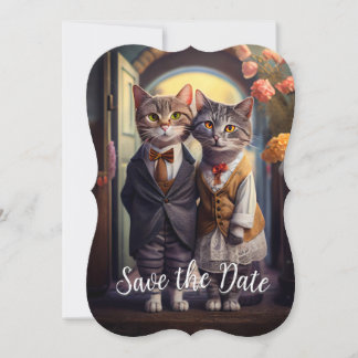 Invitation Kitty Couple - Sauvegarder la date