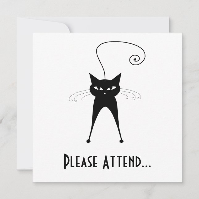 Invitation Kitty fantaisie noir 6 (Devant)
