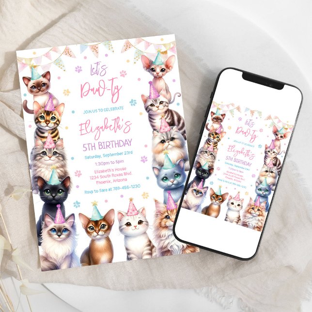 Invitation Kitty Party Kit Anniversaire Chat (Créateur téléchargé)