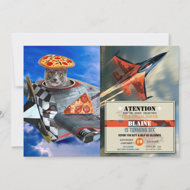 Invitation Kitty pilote dans avion (Devant)