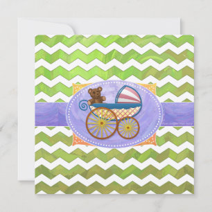 Invitation Kiwi Bash Green Chevron Baby Stuff