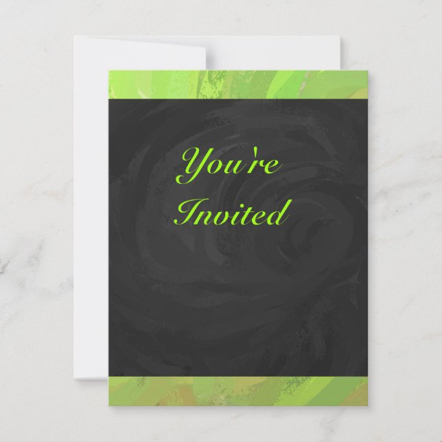 Invitation Kiwi Bash Vert et noir Monogramme (Devant)