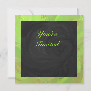 Invitation Kiwi Bash Vert et noir Monogramme