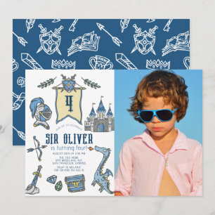 Invitation Knight Dragon Castle Médiéval Anniversaire Photo