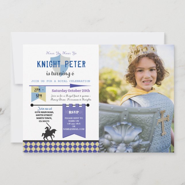 Invitation Knights Princess Knight Anniversaire Photo (Devant)