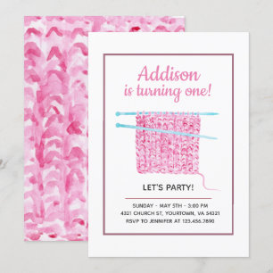Invitation Knit Blanket Baby Girl Premier anniversaire