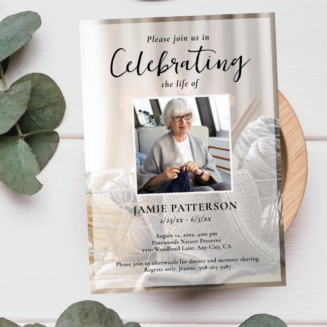 Invitation Knitter, Crafts, Celebration of Life Funeral Photo (Créateur téléchargé)