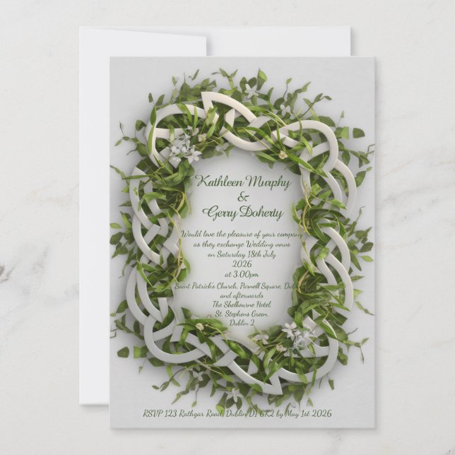 Invitation Knot d'amour celtique traditionnel et Clover chanc (Devant)