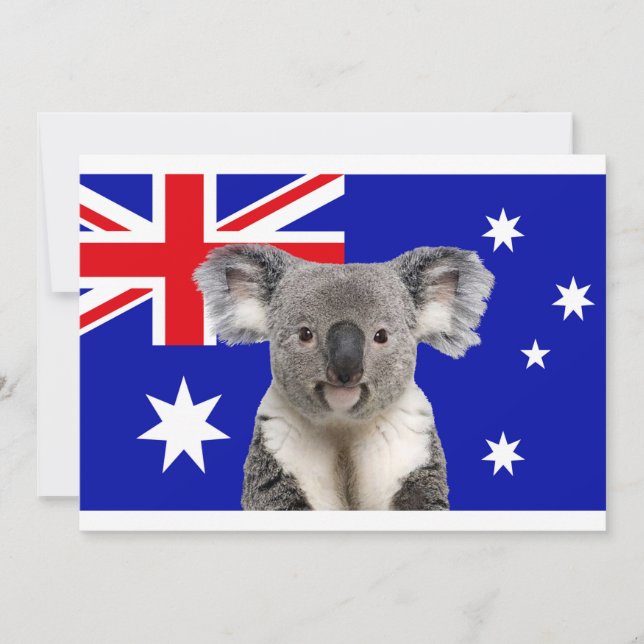 Invitation Koala avec l'Arrière - plan du drapeau australien  (Devant)