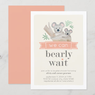 Invitation Koala Bear On Peut Attendre Le Baby shower Des Cou