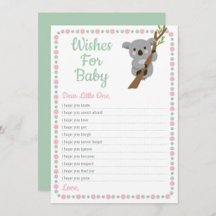 Invitation Koala Bear Souhaite Pour Baby shower Game Rose Gir