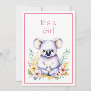 Invitation Koala Bear Thème C'est un Baby shower de fille