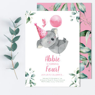 Invitation Koala Girl Birthday