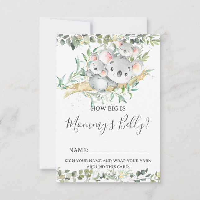 Invitation Koala Twins How Big is Mommy's Belly Game Card (Devant)