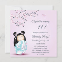 Kokeshi Doll Cherry Blossoms Fille Anniversaire