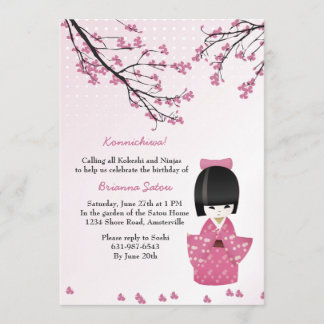 Invitation Kokeshi Doll Rose