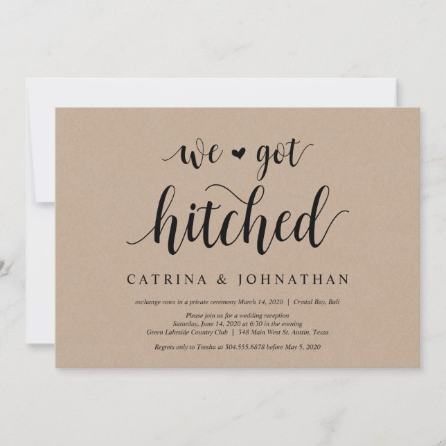 Invitation Kraft de ferme rustique, écriture noire, Fuite de  (Devant)