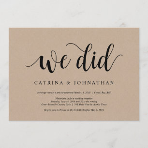 Invitation Kraft de ferme rustique, écriture noire, Mariage E