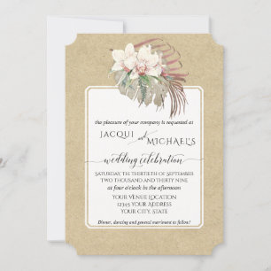 Invitation Kraft Floral Tropical à Foliage Orchidée Blanche V