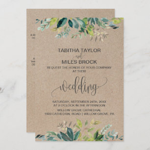 Invitation Kraft Foliage Mariage d'emballage Monogram & Det