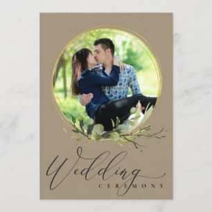 INVITATION KRAFT FOLIAGE PHOTO WATERCOLOR MARIAGE OVERLAY