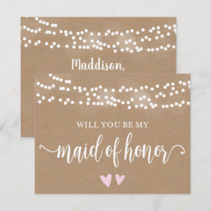 Invitation Kraft Lights Seras-Tu Ma Fille D'Honneur ?