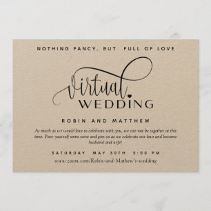 Invitation Kraft Paper, Rustique, Mariage virtuel en ligne