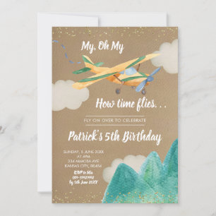Invitation Kraft Papier Avion Boy Anniversaire Fête Invitatio
