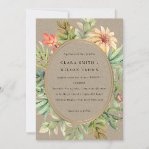 INVITATION KRAFT PEACH DESERT SUCCULENT CACTI FOLIAGE MARIAGE