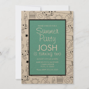 Invitation Kraft pour fête d'anniversaire thème pl