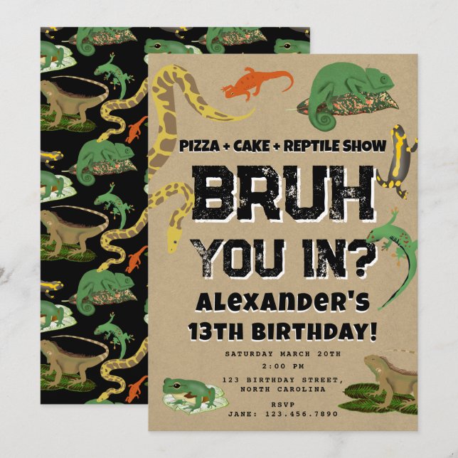 Invitation Kraft pour l'anniversaire d'un garçon a (Devant / Derrière)
