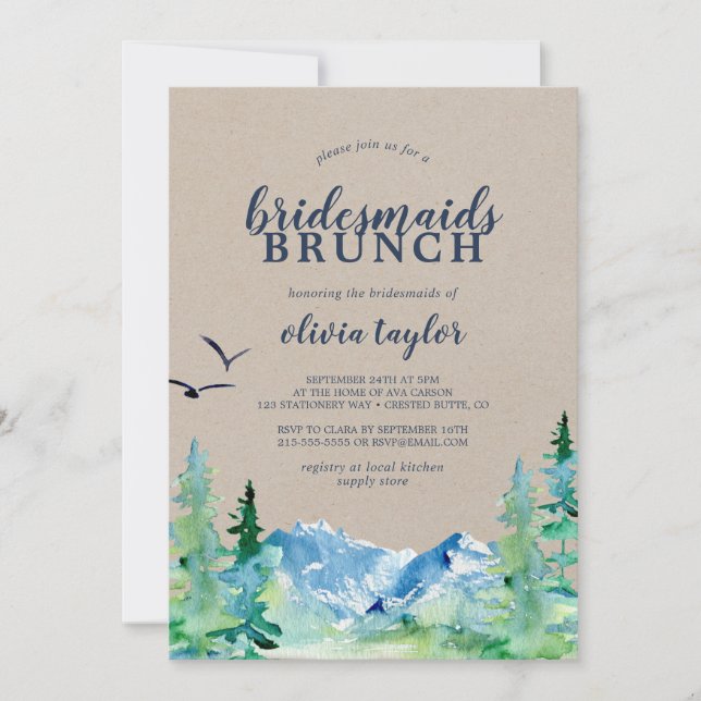 Invitation Kraft Rocky Mountain Bridesmaitres Brunch (Devant)