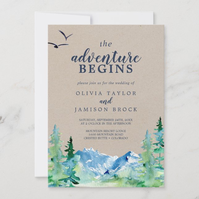 Invitation Kraft Rocky Mountain L'aventure commence Mariage (Devant)