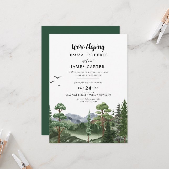 Invitation Kraft Rocky Mountain | Réception de mariage intime (Devant/Arrière en situation)