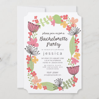 Invitation Kraft Rustic Floral Frontière Bachelorette Party I