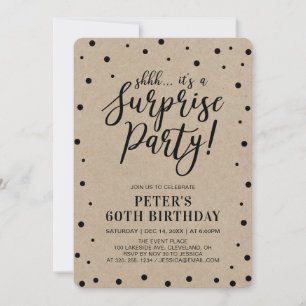 Invitation Kraft Simple Confetti Surprise Fête d'anniversai