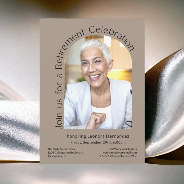 Invitation Kraft Tan Simple Photo Arch Retraite Party (Available as printed and paperless digital download!)