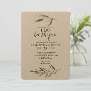 Invitation Kraft Watercolor Branche d'olive verte