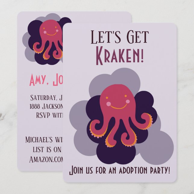Invitation Kraken - Annonces d'adoption (Devant / Derrière)