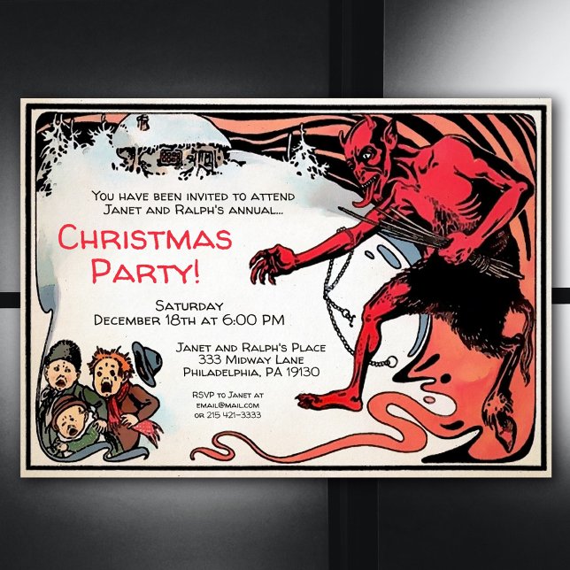 Invitation Krampus Déplaisant vintage personnalisable (Créateur téléchargé)