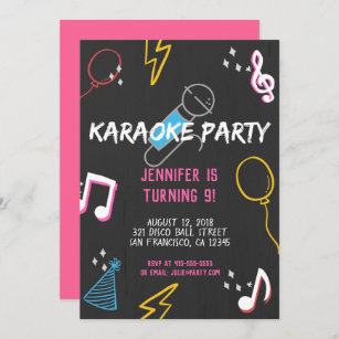 Invitation KTV Karaoke chantant Rockstar Voice Birthday Party