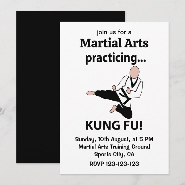 Invitation Kung Fu Black Belt Arts martiaux (Devant / Derrière)