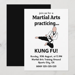 Invitation Kung Fu Black Belt Arts martiaux