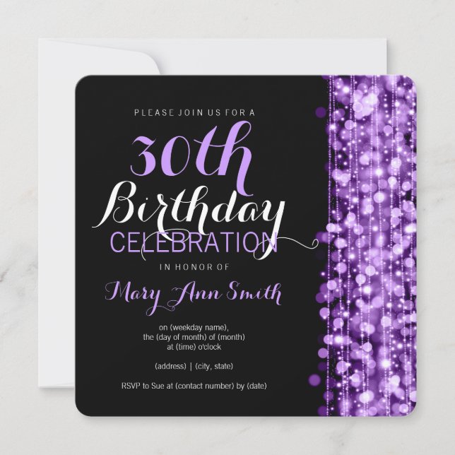 Invitation La 30ème fête d'anniversaire élégante miroite (Devant)