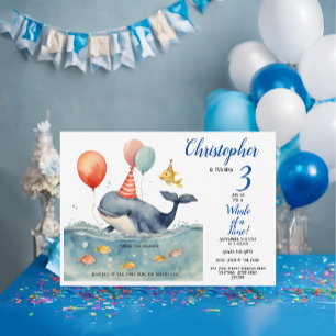 Invitation La baleine d'un garçon du temps Anniversaire