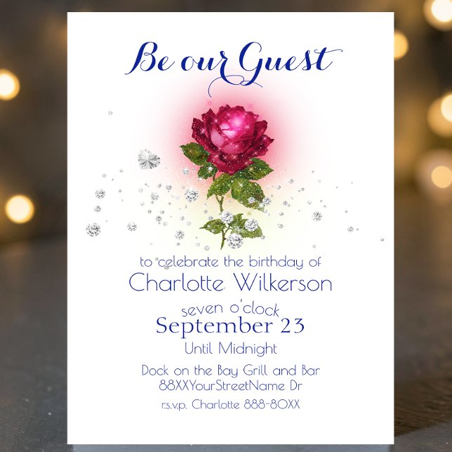 Invitation La beauté et la bête avec l'invitation de la Rose  (Créateur téléchargé)