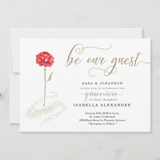 Invitation La beauté et la bête unique Quinceañera (Devant)