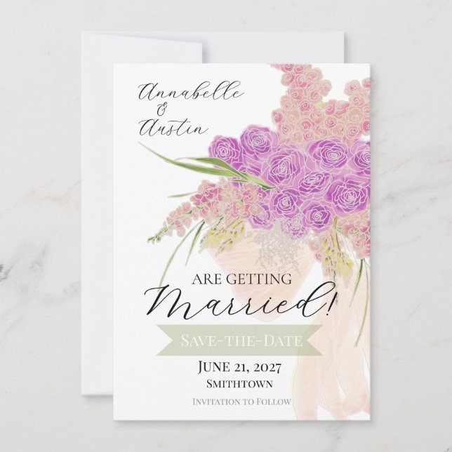 Invitation La Boca Rosa ruban transparent Bouquet Save-The-Da (Devant)
